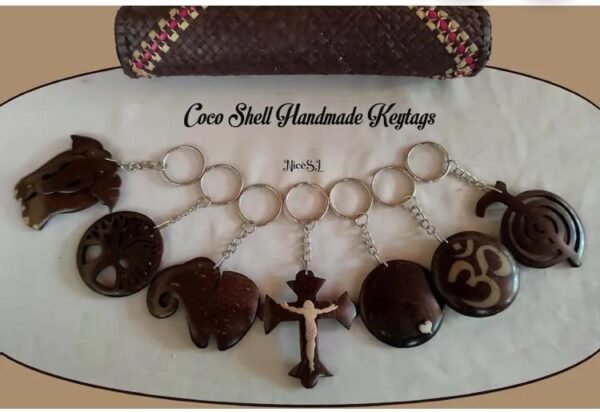 Handcrafted Coconut Shell Key Tags
