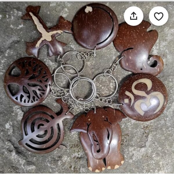 Handcrafted Coconut Shell Key Tags